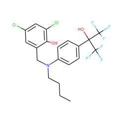 CCCCN(Cc1cc(Cl)cc(Cl)c1O)c1ccc(C(O)(C(F)(F)F)C(F)(F)F)cc1 ZINC000034946703