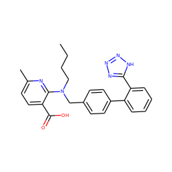 CCCCN(Cc1ccc(-c2ccccc2-c2nnn[nH]2)cc1)c1nc(C)ccc1C(=O)O ZINC000013832841