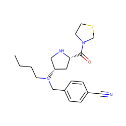 CCCCN(Cc1ccc(C#N)cc1)[C@@H]1CN[C@H](C(=O)N2CCSC2)C1 ZINC000028639357