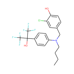 CCCCN(Cc1ccc(O)c(Cl)c1)c1ccc(C(O)(C(F)(F)F)C(F)(F)F)cc1 ZINC000034946705