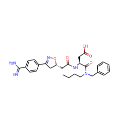 CCCCN(Cc1ccccc1)C(=O)[C@H](CC(=O)O)NC(=O)C[C@@H]1CC(c2ccc(C(=N)N)cc2)=NO1 ZINC000013763243