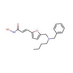 CCCCN(Cc1ccccc1)Cc1ccc(/C=C/C(=O)NO)o1 ZINC000096915110