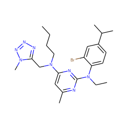 CCCCN(Cc1nnnn1C)c1cc(C)nc(N(CC)c2ccc(C(C)C)cc2Br)n1 ZINC000013794461