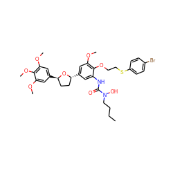 CCCCN(O)C(=O)Nc1cc([C@@H]2CC[C@@H](c3cc(OC)c(OC)c(OC)c3)O2)cc(OC)c1OCCSc1ccc(Br)cc1 ZINC000026146934