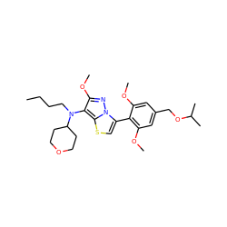 CCCCN(c1c(OC)nn2c(-c3c(OC)cc(COC(C)C)cc3OC)csc12)C1CCOCC1 ZINC000116672855