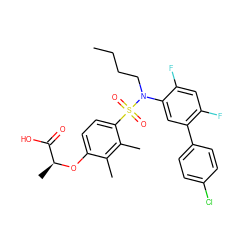 CCCCN(c1cc(-c2ccc(Cl)cc2)c(F)cc1F)S(=O)(=O)c1ccc(O[C@@H](C)C(=O)O)c(C)c1C ZINC000071296439