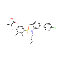 CCCCN(c1cc(-c2ccc(Cl)cc2)ccc1C)S(=O)(=O)c1ccc(O[C@@H](C)C(=O)O)c(C)c1C ZINC000071329959