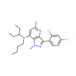 CCCCN(c1cc(C)nc2c(-c3ccc(Cl)cc3Cl)nn(C)c12)C(CC)CC ZINC000013553424