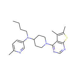 CCCCN(c1ccc(C)nc1)C1CCN(c2ncnc3sc(C)c(C)c23)CC1 ZINC000653835841