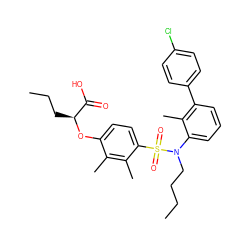 CCCCN(c1cccc(-c2ccc(Cl)cc2)c1C)S(=O)(=O)c1ccc(O[C@@H](CCC)C(=O)O)c(C)c1C ZINC000071317826