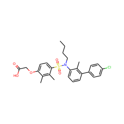 CCCCN(c1cccc(-c2ccc(Cl)cc2)c1C)S(=O)(=O)c1ccc(OCC(=O)O)c(C)c1C ZINC000071317744