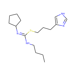 CCCCN/C(=N/C1CCCC1)SCCCc1c[nH]cn1 ZINC000073157836