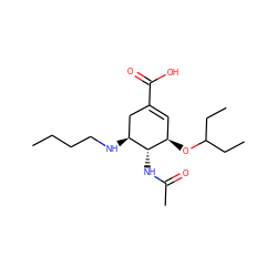 CCCCN[C@H]1CC(C(=O)O)=C[C@@H](OC(CC)CC)[C@@H]1NC(C)=O ZINC000299831503