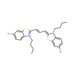 CCCCN1/C(=C/C=C/c2sc3cc(Br)ccc3[n+]2CCCC)Sc2cc(Br)ccc21 ZINC000299844645