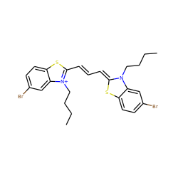 CCCCN1/C(=C/C=C/c2sc3ccc(Br)cc3[n+]2CCCC)Sc2ccc(Br)cc21 ZINC000299844570