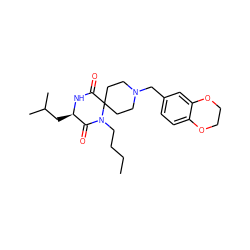 CCCCN1C(=O)[C@@H](CC(C)C)NC(=O)C12CCN(Cc1ccc3c(c1)OCCO3)CC2 ZINC000001553595