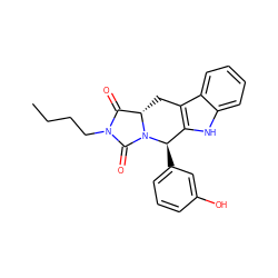 CCCCN1C(=O)[C@@H]2Cc3c([nH]c4ccccc34)[C@@H](c3cccc(O)c3)N2C1=O ZINC000001661610