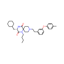 CCCCN1C(=O)[C@H](CC2CCCCC2)NC(=O)C12CCN(CCc1cccc(Oc3ccc(C)cc3)c1)CC2 ZINC000049756974