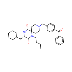 CCCCN1C(=O)[C@H](CC2CCCCC2)NC(=O)C12CCN(Cc1ccc(C(=O)c3ccccc3)cc1)CC2 ZINC000053243976