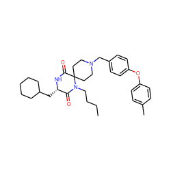 CCCCN1C(=O)[C@H](CC2CCCCC2)NC(=O)C12CCN(Cc1ccc(Oc3ccc(C)cc3)cc1)CC2 ZINC000053226696