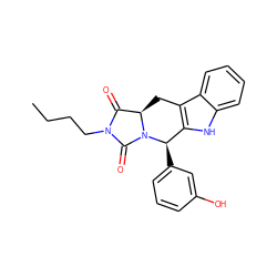 CCCCN1C(=O)[C@H]2Cc3c([nH]c4ccccc34)[C@@H](c3cccc(O)c3)N2C1=O ZINC000001661608