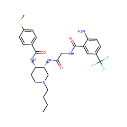 CCCCN1CC[C@H](NC(=O)c2ccc(SC)cc2)[C@H](NC(=O)CNC(=O)c2cc(C(F)(F)F)ccc2N)C1 ZINC000042920733