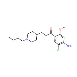 CCCCN1CCC(CCC(=O)c2cc(Cl)c(N)cc2OC)CC1 ZINC000001541803