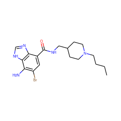 CCCCN1CCC(CNC(=O)c2cc(Br)c(N)c3[nH]cnc23)CC1 ZINC000013491760