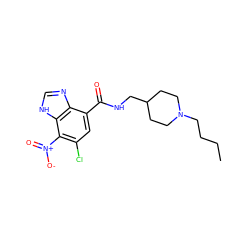 CCCCN1CCC(CNC(=O)c2cc(Cl)c([N+](=O)[O-])c3[nH]cnc23)CC1 ZINC000013491757