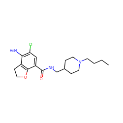 CCCCN1CCC(CNC(=O)c2cc(Cl)c(N)c3c2OCC3)CC1 ZINC000001893441