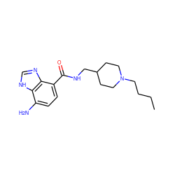 CCCCN1CCC(CNC(=O)c2ccc(N)c3[nH]cnc23)CC1 ZINC000013491761