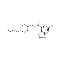 CCCCN1CCC(COC(=O)c2cc(Cl)cc3[nH]cnc23)CC1 ZINC000013491765