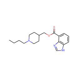 CCCCN1CCC(COC(=O)c2cccc3[nH]cnc23)CC1 ZINC000013491763