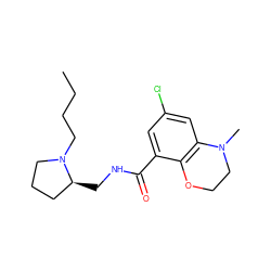 CCCCN1CCC[C@@H]1CNC(=O)c1cc(Cl)cc2c1OCCN2C ZINC000028249164