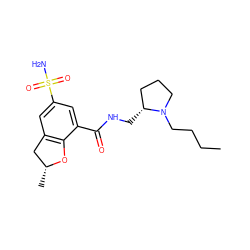 CCCCN1CCC[C@H]1CNC(=O)c1cc(S(N)(=O)=O)cc2c1O[C@H](C)C2 ZINC000003789397