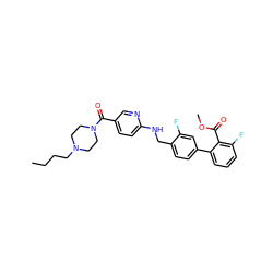 CCCCN1CCN(C(=O)c2ccc(NCc3ccc(-c4cccc(F)c4C(=O)OC)cc3F)nc2)CC1 ZINC000036161606