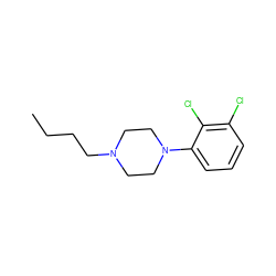 CCCCN1CCN(c2cccc(Cl)c2Cl)CC1 ZINC000095554976