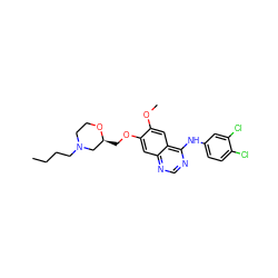 CCCCN1CCO[C@@H](COc2cc3ncnc(Nc4ccc(Cl)c(Cl)c4)c3cc2OC)C1 ZINC000114822558