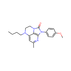 CCCCN1CCn2c(=O)n(-c3ccc(OC)cc3)c3nc(C)cc1c32 ZINC000013652928