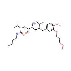 CCCCNC(=O)[C@@H](C[C@H](O)[C@@H](N)C[C@H](Cc1ccc(OC)c(OCCCOC)c1)C(C)C)C(C)C ZINC000004393140