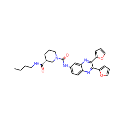 CCCCNC(=O)[C@@H]1CCCN(C(=O)Nc2ccc3nc(-c4ccco4)c(-c4ccco4)nc3c2)C1 ZINC000028703020