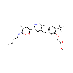 CCCCNC(=O)[C@H](C)C[C@H](O)[C@@H](N)C[C@H](Cc1ccc(C(C)(C)C)c(OCC(=O)OC)c1)C(C)C ZINC000013911477