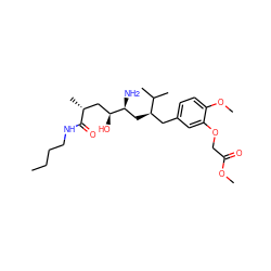 CCCCNC(=O)[C@H](C)C[C@H](O)[C@@H](N)C[C@H](Cc1ccc(OC)c(OCC(=O)OC)c1)C(C)C ZINC000014967473