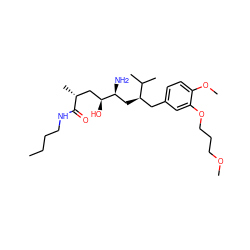 CCCCNC(=O)[C@H](C)C[C@H](O)[C@@H](N)C[C@H](Cc1ccc(OC)c(OCCCOC)c1)C(C)C ZINC000004393139