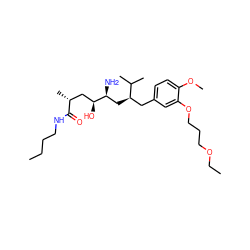 CCCCNC(=O)[C@H](C)C[C@H](O)[C@@H](N)C[C@H](Cc1ccc(OC)c(OCCCOCC)c1)C(C)C ZINC000014967511