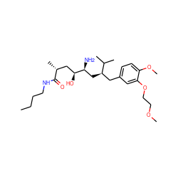 CCCCNC(=O)[C@H](C)C[C@H](O)[C@@H](N)C[C@H](Cc1ccc(OC)c(OCCOC)c1)C(C)C ZINC000014967499