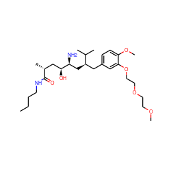 CCCCNC(=O)[C@H](C)C[C@H](O)[C@@H](N)C[C@H](Cc1ccc(OC)c(OCCOCCOC)c1)C(C)C ZINC000014967523