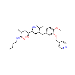 CCCCNC(=O)[C@H](C)C[C@H](O)[C@@H](N)C[C@H](Cc1ccc(OC)c(OCc2ccncc2)c1)C(C)C ZINC000014967491