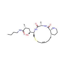 CCCCNC(=O)[C@H](C)C[C@H](O)[C@@H]1CSC/C=C/CC[C@H]2CCCN[C@H]2C(=O)N[C@@H](C)C(=O)N1 ZINC000014960592