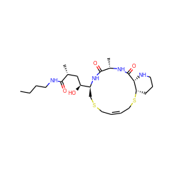 CCCCNC(=O)[C@H](C)C[C@H](O)[C@@H]1CSC/C=C/CS[C@H]2CCCN[C@H]2C(=O)N[C@@H](C)C(=O)N1 ZINC000014960577